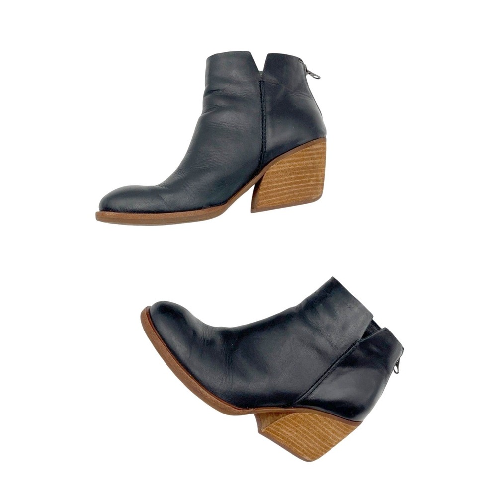 Kork-Ease Womens Black Leather Block Heel Ankle Boots 6.5 Soft Grunge Minimalist